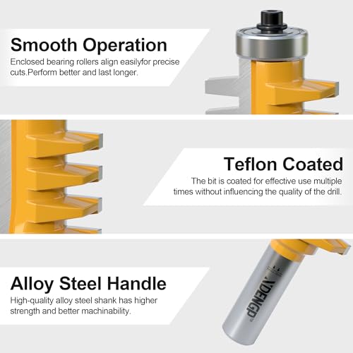 Image of Professional Finger Joint Router Bit 1 /2 inch Shank, Reversible Finger Glue Joint Router Bit for Woodworking, Finger Joint Bit, Joinery Router Bit for DIY Door Table Cabinet Shelve Furniture