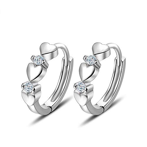 ELEGANCE PARISIENNE Boucles d'oreilles créoles tendance en forme de cœur - Plaqué or blanc 18 carats - Pour femmes, enfants et filles - Avec strass Cover