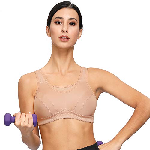 Deyllo Women’s Sports Bras High Impact Wireless Bra Full Coverage Plus Size Bra Non Padded Yoga Bras Gym Workout Bras (Cafe 36Ddd) #TOP5