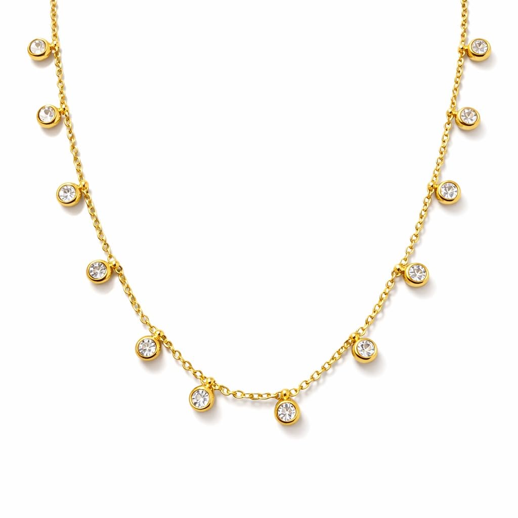 American Diamond Necklace for Women, 18K Gold Drop Charm Chain for womens Crystal Jewellery for womans, Anti Tarnish Gift Stylish Gifts Chains jewelry for Girls Locket Gifts for Woman 361-image-11