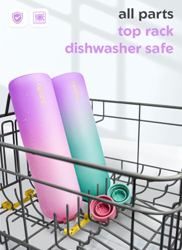 Image of Opard Slim Water Bottle 32oz, Dishwasher Safe Plastic Water Bottle BPA-Free, Leakproof Screw Top, Sunset Pink Purple, Reusable for Travel School Sport Gym Hiking
