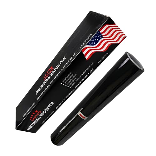 Image of United Universal Black 1Ply Window Tint Film - 20 inchx100', 5% VLT, 3 Rolls, Dyed PET Film, Deep Black Shade, 99% UV Block, Privacy & Interior Protection Film for Car, Truck, Home - Heat & Glare Control