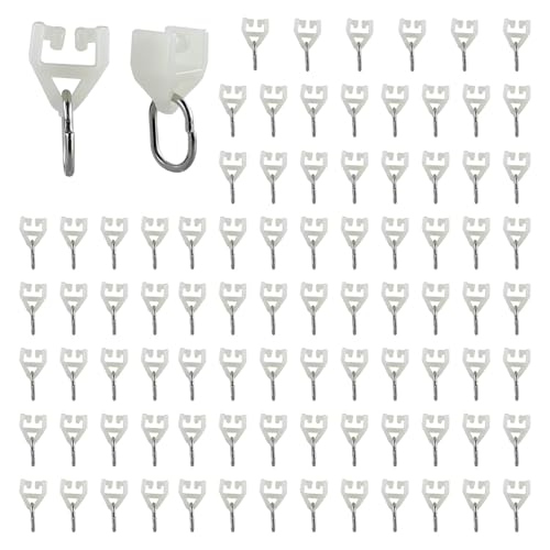 88 Piezas Polea para Pista de Cortina, accesorios para rieles en T, Riel Exterior Polea para Pista de Cortina Silencioso, Gancho de Polea para Ventana, Deslizador de Cortina, Rodillo de dirección