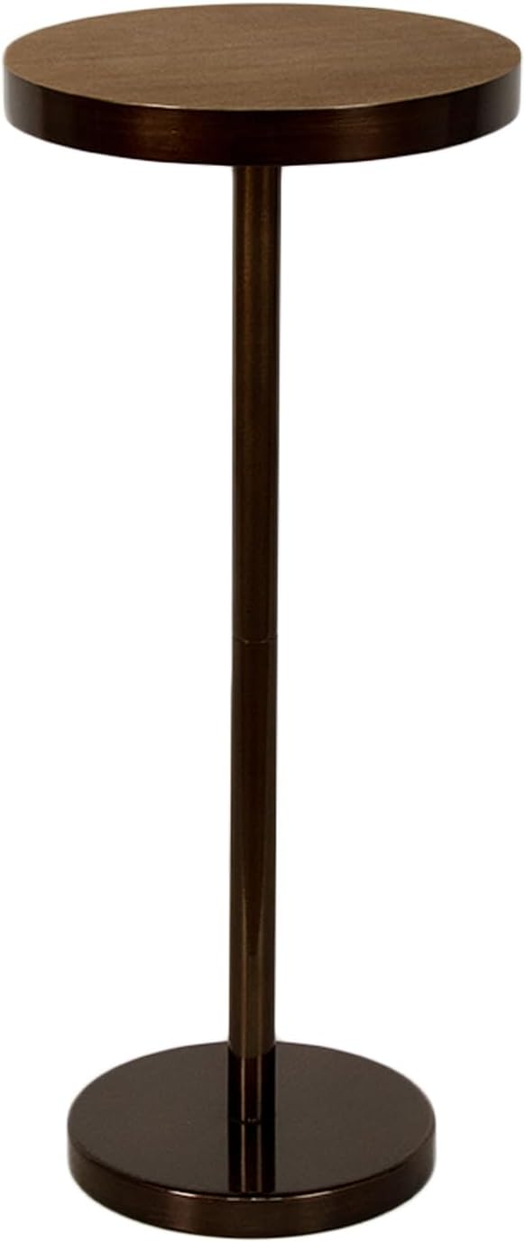 Pedestal Side Table, Drink Table, Small Round Side Table, Martini Table for Living Room, Dorm, Home Office and Bedroom, Brown