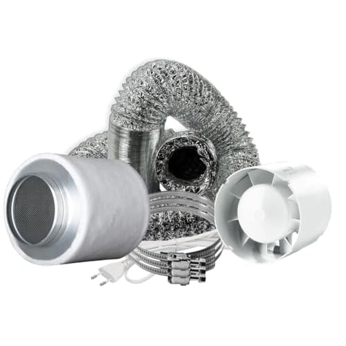 Ø 100mm Bad-Lüfter Fan zur Belüftung in Bad und WC gegen Feuchtigkeit - Weiß - Leise Ventilator 13 Imagro Abluft-Belüftungsset Turbo Grow Indoor Outdoor Belüftung Growbox Set (245 m³/h (125mm))