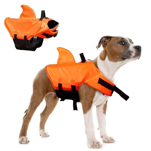 Gilet de Sauvetage Chien, dellyy Piscine Chien Bouee, Gilet Flottaison Requin, pour Le Surf, la Natation et la Marche, la Randonnée, Le Camping, Le Maintien...