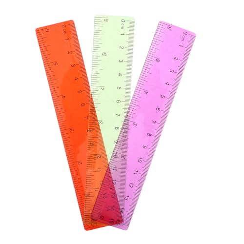 Abaodam 3個 小学生向けコンパクトプラスチック定規 透明で精密な測定ツール 携帯に便利な学校やオフィス用文房具