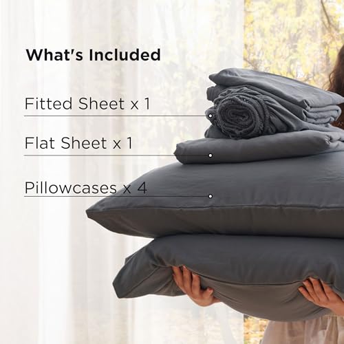 Image of Bedsure Deep Pocket Full Size Sheets Set - 6 Piece, Prewashed Ultra-Soft Full Size Bed Sheets, Fits Mattresses Up to 18 Inches Thick, Breathable & Secure Fit, Hotel Luxury Bedding, Grey