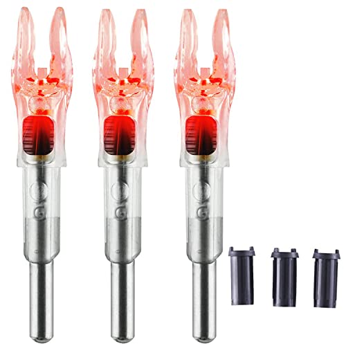 Ellen Archery G Nock 4.2Mm Lighted Nocks With 5.2Mm Bushing For Arrows .165 And .204 Inside Diameter Bowstring Activated Linear Switch Led Tail Illuminated Archery (Red 3-Pack, 0.165) #TOP11