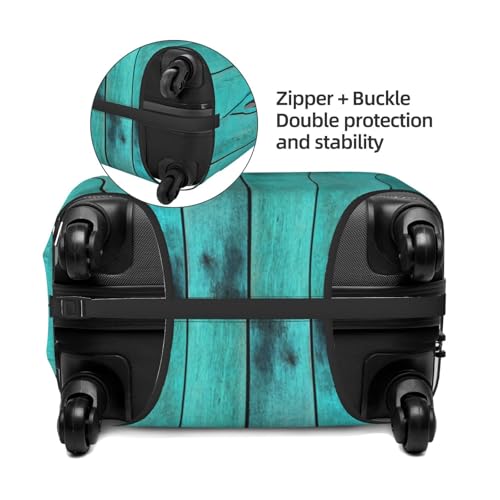 Turquoise Wooden2 Travel Luggage Covers - Elasticity Suitcase Covers Protector for Luggage 18-32 Inch3
