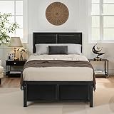 Design hautement recommandé : la tête et le pied de lit en bois de style industriel rétro ajoute des éléments élégants à votre vie. Il est assez stable pour offrir à votre famille et à vos invités un endroit pour se détendre ou se reposer, ce cadre de lit moderne est la touche finale élégante pour votre chambre à coucher.