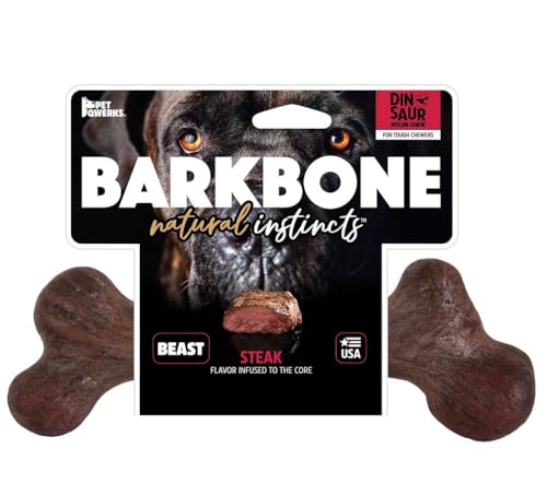 Pet Qwerks Dinosaur BarkBone - Nylon Dog Bone for Aggressive Chewers - Bacon Flavor - 9.75" - Thumbnail 3