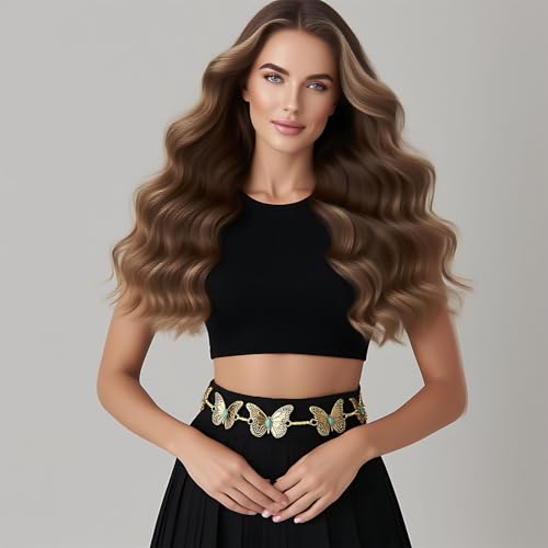 Faire Belt Ren Turquoise Butterfly With, Chain Metal Gold Belt Women For, Western Gold Alloy Belt, Fairy Accessory Belt, 43.3 X 1.3 In / 110 X 3.3 Cm4