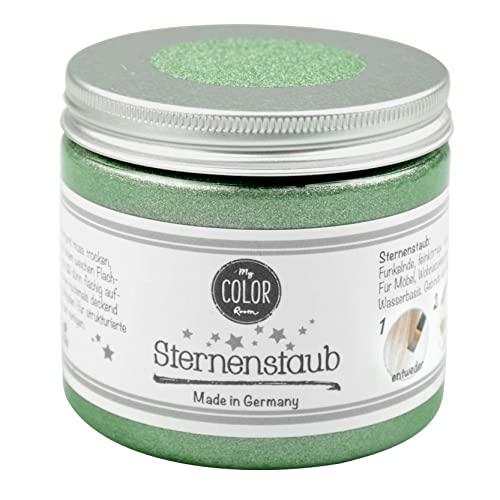 My COLOR Room® Sternenstaub (Salbeigrün, 190ml) feinkörnige Glitzer Farbe mit extra viel Glitzer zum Basteln - funkelnde Effekt-Farbe auf Glas, Pappe, Leinwand, Holz, Beton uvm. Made in Germany Cover