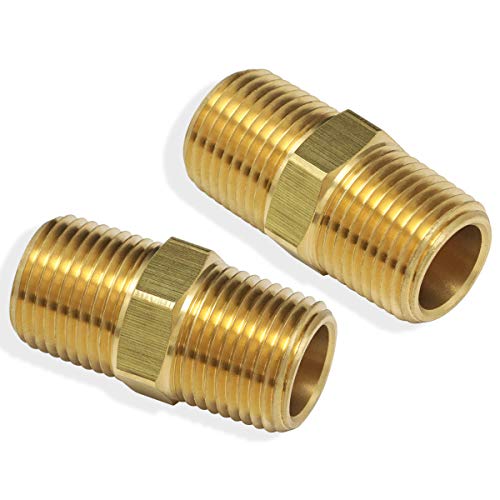 2Pcs 3/8" To 3/8" Npt Male Thread Brass Straight Hex Nipple Fast Coupler Pipe Hose Fitting Brass Fitting #TOP6