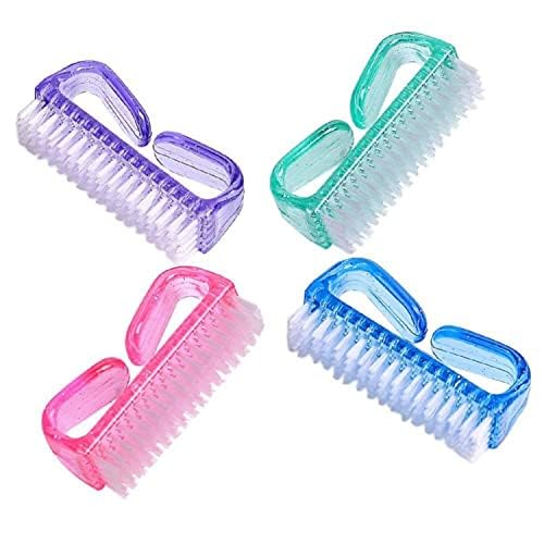 TRENDY CLUB 4 Pcs/Pack Women and Men's Handle Grip Nail Brushes Hand