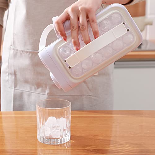 Alsomtec Portable Ice Ball Maker Sanitary Ice Cube Trays For Freezer 2 In 1 Portable Ice Ball Mold With Lid Makes 17 Round Ice Cubes Mold,Ice Sphere Molds(White) #TOP5