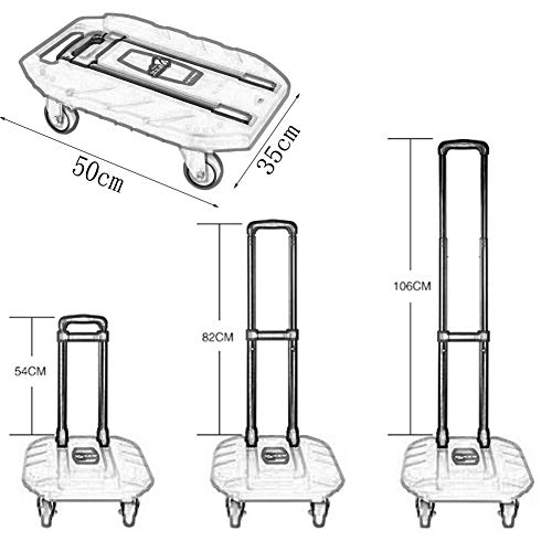 Luggage Cart-WAHOUM Folding Hand Trucks Heavy Duty 4-Wheel Utility Cart Portable Fold Up Trolley Compact and Lightweight… - Image 3