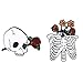 Zonster 2pcs / Set Gothique Crâne Rose Broche Broche Nives Mort Mort Mort L'enmale en Emaille Badge en Cuir Badge Halloween Bijoux Cadeaux