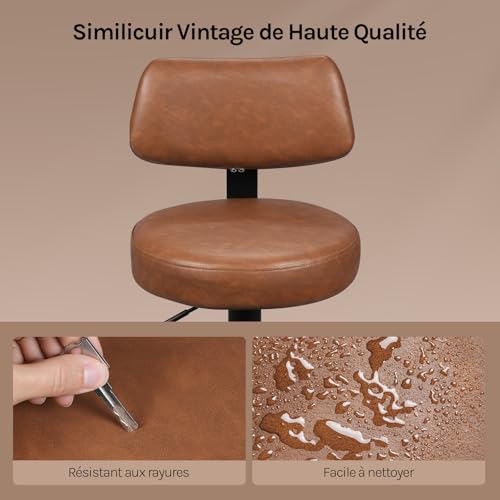Tabouret de bar réglable avec dossier résolvant le manque d'assises