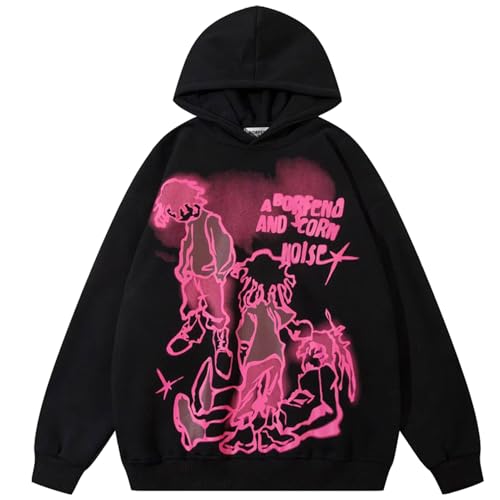 Women's Cartoon Graphic Oversized Hoodies Y2K Streetwear Casual Trendy Harajuku Pullover Sweatshirt For Men