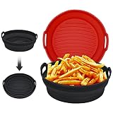 Joymicre Silicone Air Fryer Liners, 8.5Inch Collapsible for 5qt to 8qt Foldable Round Air Fryer Sili