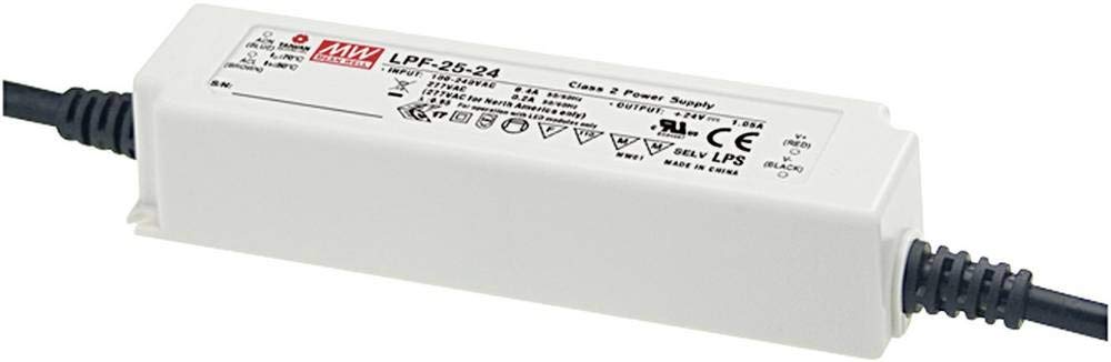 MeanWell LPF-​25-​12 - Driver LED, trasformatore a tensione costante, 25,​2 W, 2,​1 A, 6,​6-​12 V/​DC