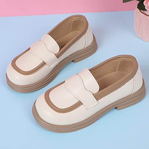 Girls Dress Shoes Chunky Loafers for Girl Platform Loafers School Unifor𝐦 Slip On Shoes School Shoes Toddler Girls (White, 10.5 Little Child)3