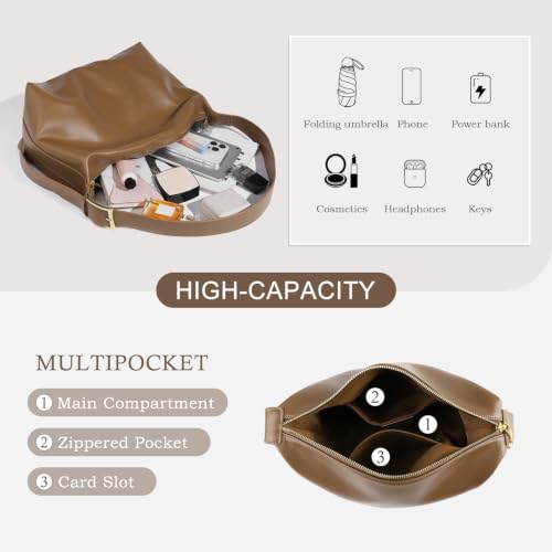 Bolso Hobo de Cuero Genuino para Mujer 12.6x4.7x7.9 in miniatura 4
