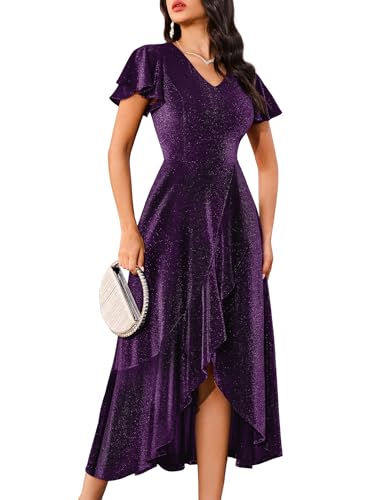 BeryLove Women Sequin Formal Party Dress Wedding Guest Cocktail Long Evening Dresses