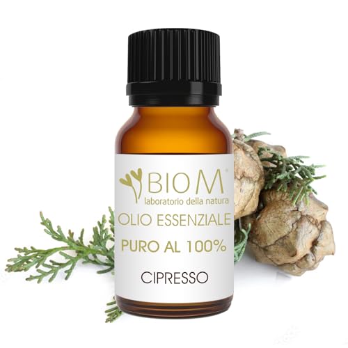 BioM Laboratorio della Natura - Olio Essenziale di CIPRESSO PURO BIO - 10 ML - 100% NATURALE - 100% ITALIANO - Antisettico e Rilassante per Diffusori, Aromaterapia e Mal di Testa - Certificato OEBBD