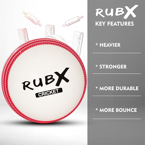 Image of RUBX PVC T-20 Plus Practice Cricket Wind Balls 110g - Pack of 3, (White), for Indoor & Outdoor, Street & Beach Cricket