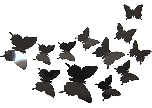 ALLICERE 12Pcs 3D Butterfly Removable Wall Decals DIY Home Decorations Art Decor Wall Stickers Mural - //coolthings.us