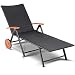 Produktbild Casaria Polyrattan Alu Sonnenliege mit 2 Rollen Lehne Verstellbar Gartenliege Klappbar Armlehnen Holz Relaxliege Garten
