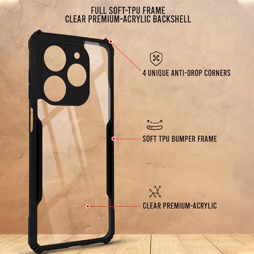 Image of Jkobi Back Cover Case for Tecno Spark 20C (Shockproof with Polycarbonate Clear Panel | Professional Black)