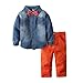 Big Elephant Boys' 2 Piece Cowboy Long Sleeve Jeans Outfit Denim Clothing Set H18