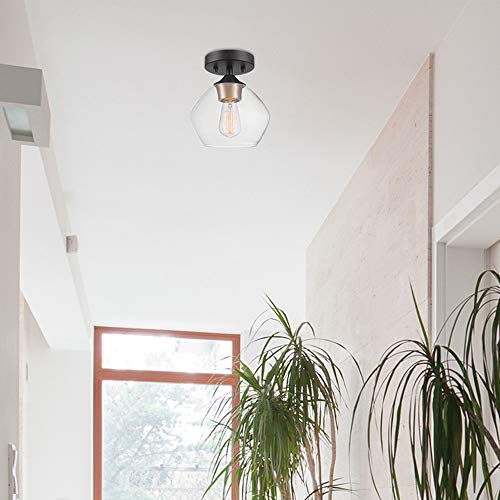 Globe Electric 60333 Harrow Light Semi-Flush Mount, Matte Black With Clear Glass Shade, 9.1 #TOP4