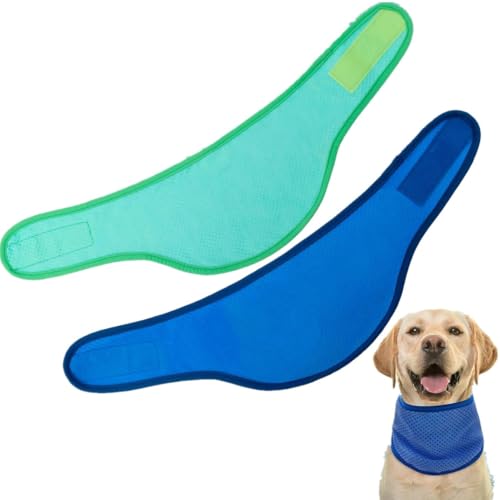 AttRex 犬 バンダナ 冷感 クールネック 夏用 冷やす 水濡らし 冷却 調節可能 暑さ対策 熱中症予防 小型犬 中型犬 ひんやりタオル (M,グリーン)