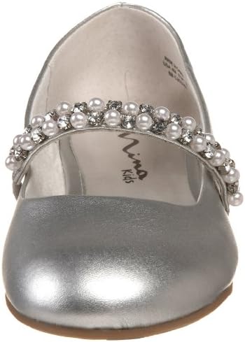 Nina Little Kid/Big Kid Nataly Flat Strap, Silver Soft Nappa Nappa, 4 M US Big Kid | Image 1