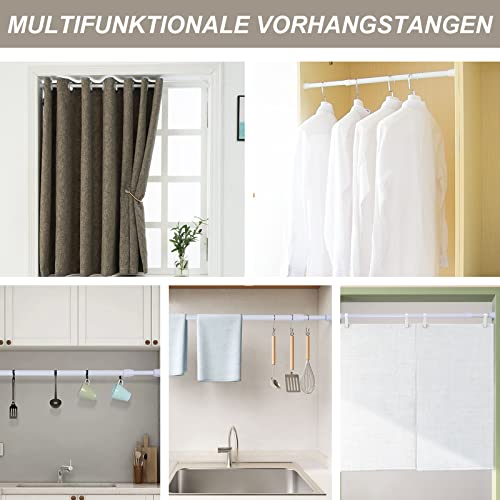 ZYNERY 2 Stück Teleskopstange Vorhang, Klemmstange 30-50CM, Gardinenstange Ohne Bohren, Teleskopstange Kleiderstange Teleskopstange für Duschvorhang, Gardine, Türrahmen, Edelstahl (Weiß)