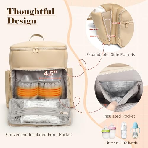 ILCOLPO Diaper Bag Backpack, Neoprene Bag Backpack 16 Pocket, 4 Insulated Pockets, Baby Bag with Changing Pad