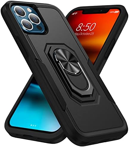 MilanNice Phone Case for iPhone X/iPhone XS/iPhone 10,Shockproof Cover with Ring Holder Upgrade Durable Soft TPU Protective 360 Degrees Rotation Ring Grip,Black