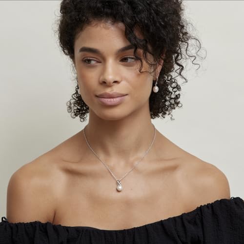 The Pearl Source Real Pearl Dangle Earrings for Women with Genuine AAA Quality White Freshwater Cultured Pearls | 14K Gold Plated 925 Sterling Silver Earrings3