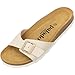 Produktbild Palado Damen Pantoletten Malta - extra bequeme Sandalen - modische Hausschuhe mit Natur Kork - Made in EU - Sandaletten mit Sohle aus feinstem natur Leder Basic Matt Beige 36 EU