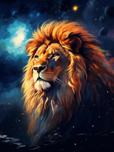Kit broderie tapis lion 55x75cm, le cadeau art fait main pour adulte passionné