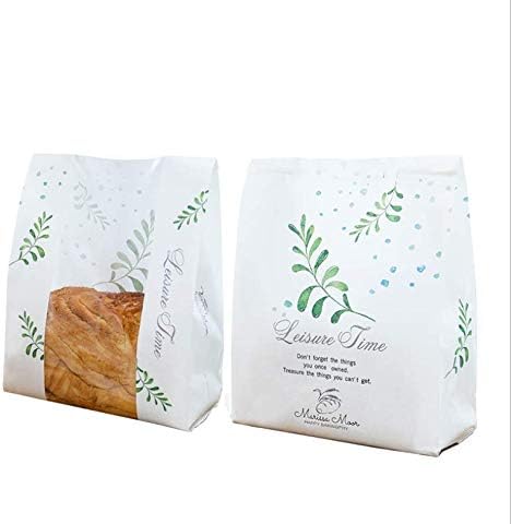 Pack of 30 Paper Bread Loaf Bag Kraft Food Packaging Storage Bakery Bag with Front Window, Label Seal sticker included (Style-7)