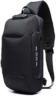 OZUKO Plecak typu Sling Cross body, USB antykradzieżowa męska torba na klatkę piersiową na co dzień torba na ramię