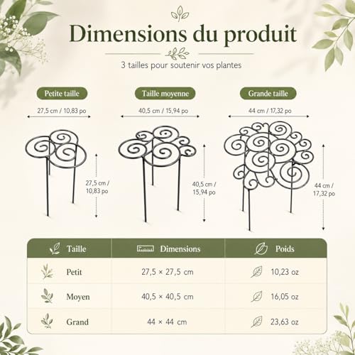Support de fleurs empilable résistant aux intempéries tuteur métal L