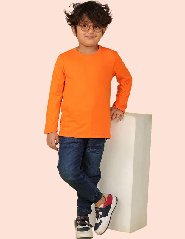 Image of Nusyl Boys Solid Cotton Blend Tshirts - Soft & Comfortable Full-Sleeves T-Shirts | Casual Wear for Kids & Teen Boys | Full Sleeves T-Shirts |- NUBCTSF001-PO2-1