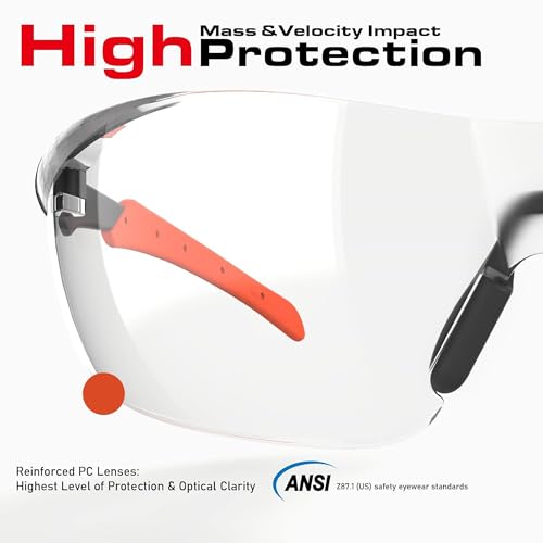 Image of Pickleball Safety Glasses Women Men, Protection, Classic Orange | ANSI Z87.1, Anti-Fog & Scratch Resistant Goggles for Work, Racquetball, Squash